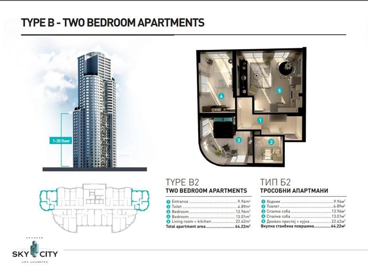 19Th & 18Th Floor Secure Apartments With Pool & Fitness & Parking Included In Price Skopje Exterior foto